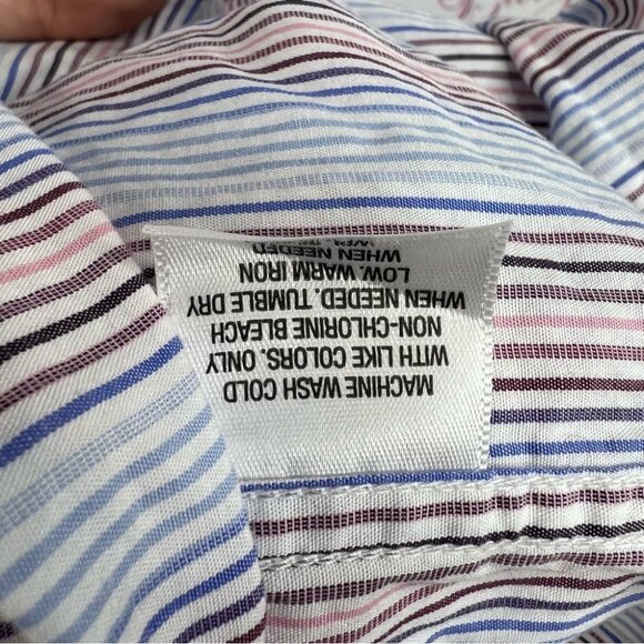 Tasso Elba button up collared shirt stripesMulticolor Striped Men's Shirt - Picture 10 of 13